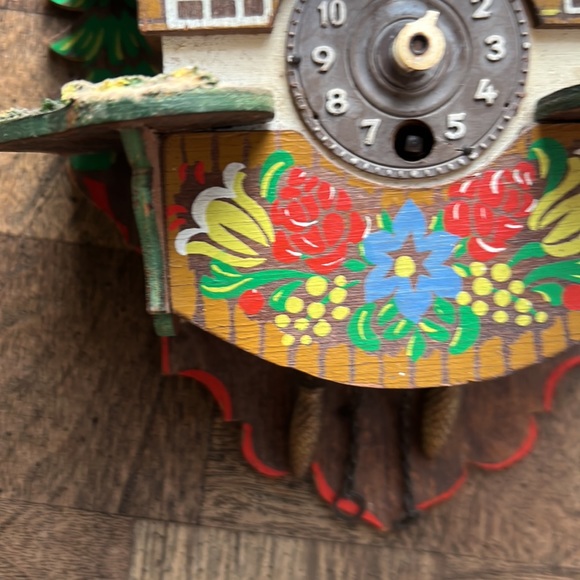 Vintage Small Cuckoo Clock from Germany Wood Clock Hand Painted - Needs Repair - Picture 8 of 16